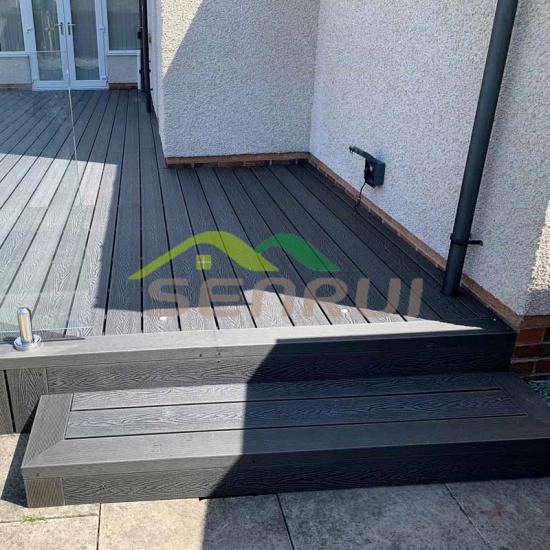 Deep grey 146*25 wooden grain wpc embossing decking