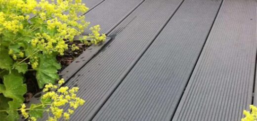 Grey outdoor flooring looks like real wood