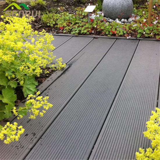 Grey outdoor flooring looks like real wood